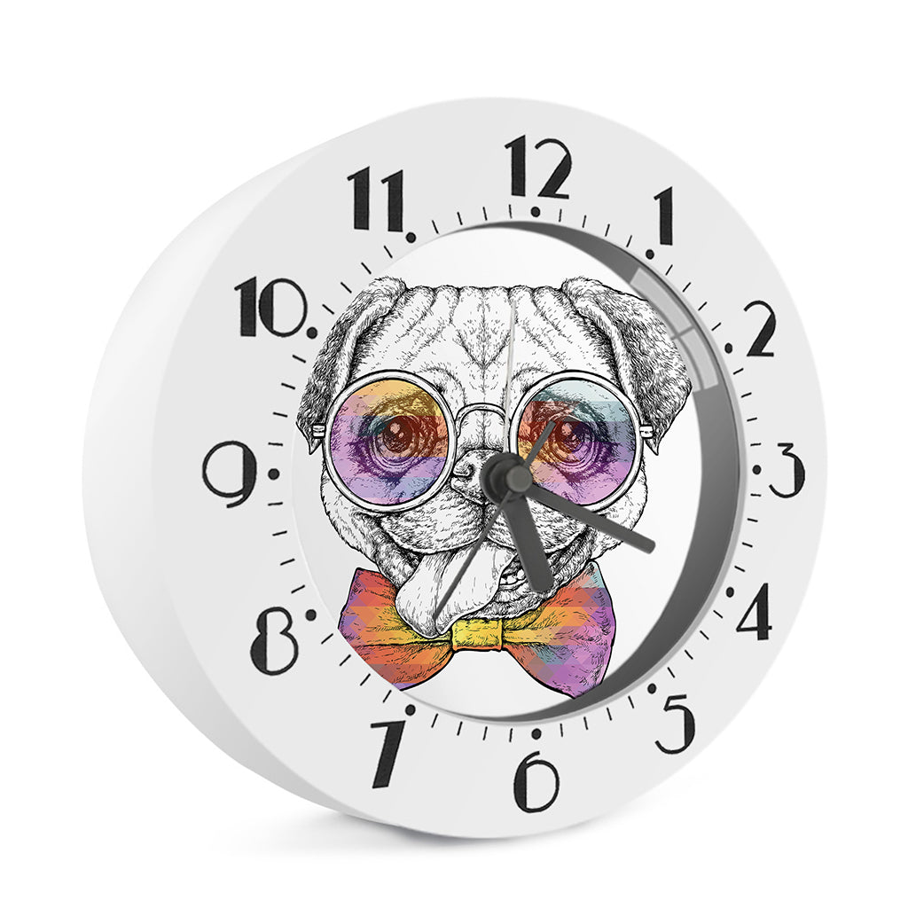 Hipster Pug Print Alarm Clock