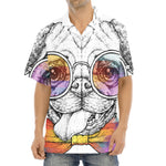 Hipster Pug Print Aloha Shirt