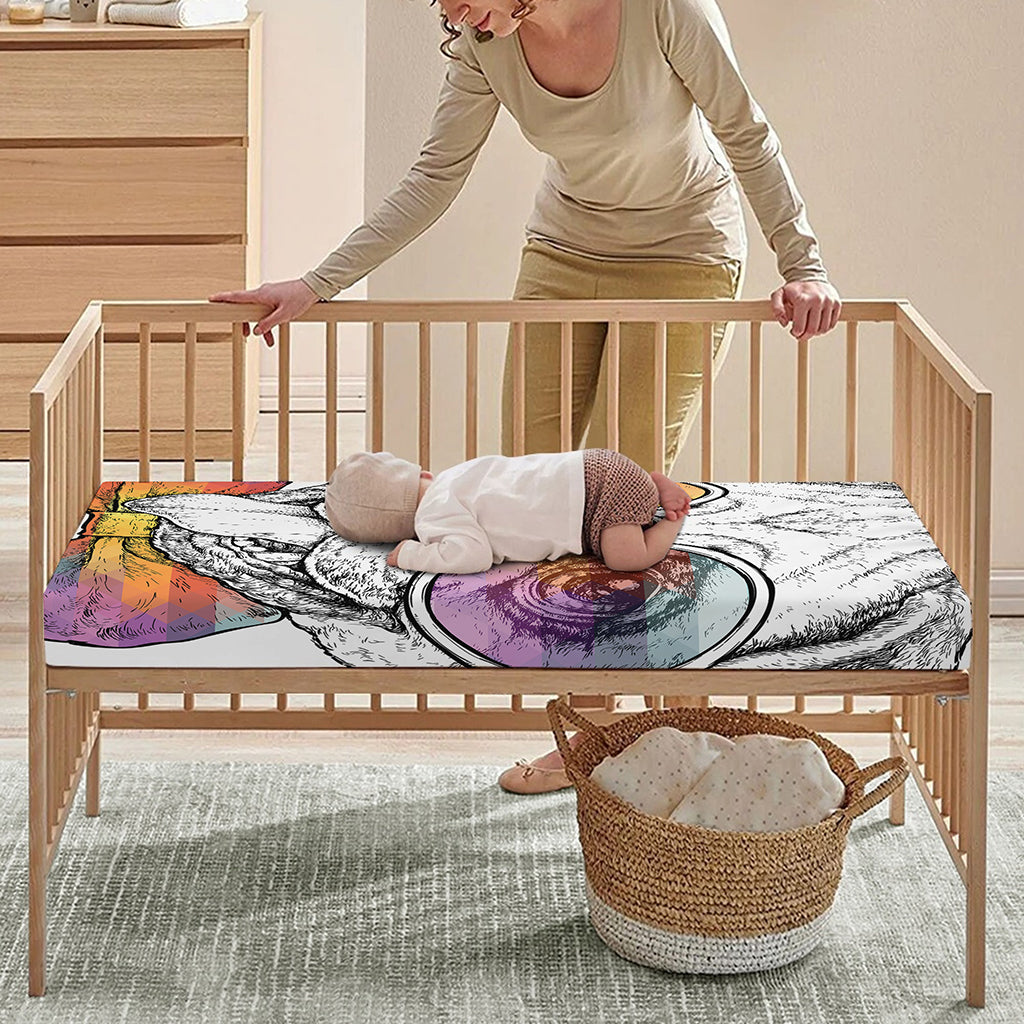 Hipster Pug Print Baby Crib Sheet