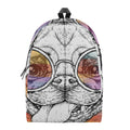 Hipster Pug Print School Backpack