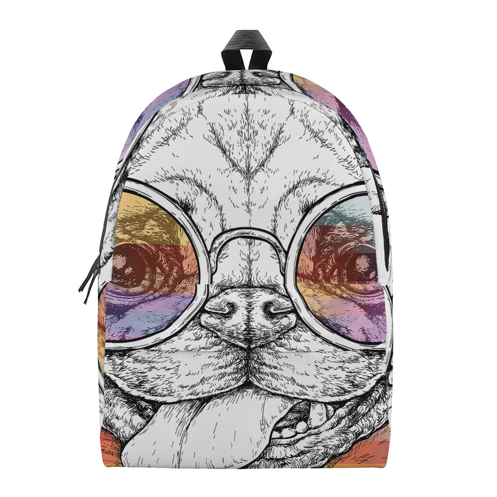 Hipster Pug Print Backpack