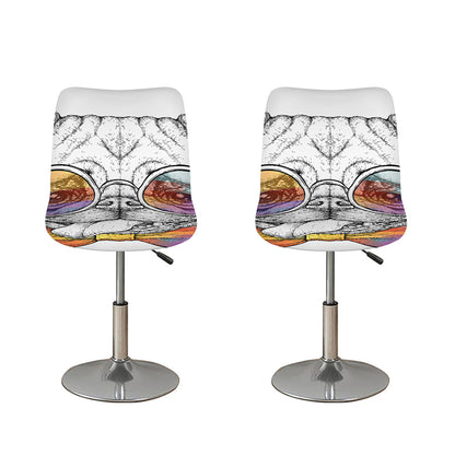 Hipster Pug Print Bar Stool Covers
