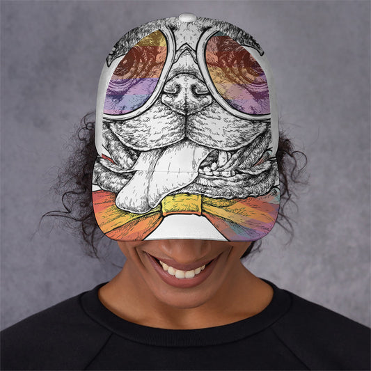 Hipster Pug Print Baseball Cap