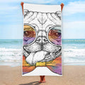 Hipster Pug Print Beach Towel