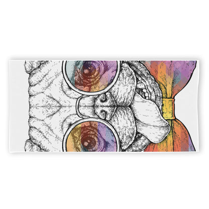 Hipster Pug Print Beach Towel