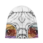 Hipster Pug Print Beanie
