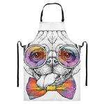 Hipster Pug Print Bib Apron With Pocket