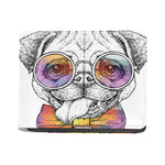 Hipster Pug Print Bifold Wallet