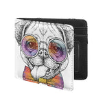 Hipster Pug Print Bifold Wallet