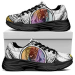 Hipster Pug Print Black Chunky Shoes