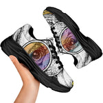 Hipster Pug Print Black Chunky Shoes