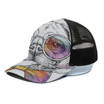 Hipster Pug Print Black Mesh Trucker Cap