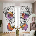 Hipster Pug Print Blackout Pencil Pleat Curtains