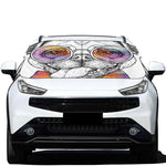 Hipster Pug Print Car Windshield Snow Cover