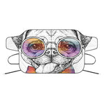 Hipster Pug Print Car Windshield Snow Cover