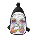 Hipster Pug Print Sling Bag