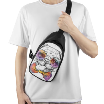 Hipster Pug Print Chest Bag