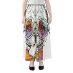 Hipster Pug Print Chiffon Maxi Skirt