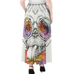 Hipster Pug Print Chiffon Maxi Skirt
