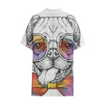 Hipster Pug Print Cotton Hawaiian Shirt