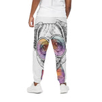 Hipster Pug Print Cotton Pants