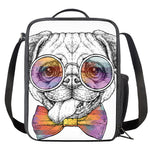 Hipster Pug Print Crossbody Lunch Bag