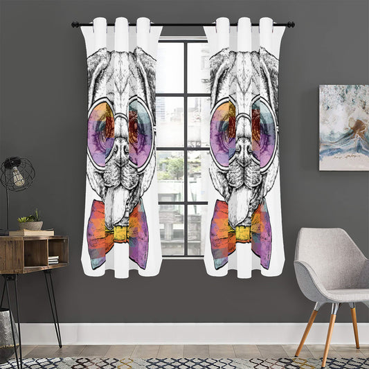 Hipster Pug Print Curtain