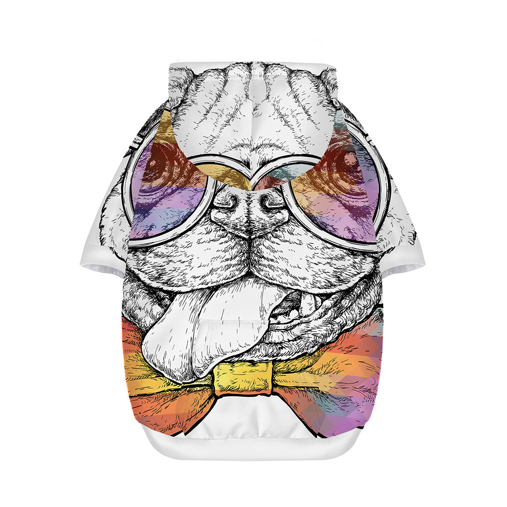 Hipster Pug Print Dog Zip Up Hoodie