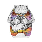 Hipster Pug Print Dog Zip Up Hoodie