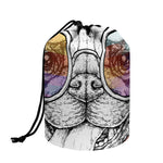 Hipster Pug Print Drawstring Makeup Bag