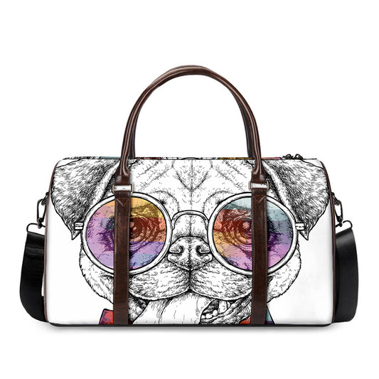 Hipster Pug Print Duffle Bag