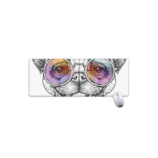 Hipster Pug Print Extended Mouse Pad