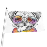 Hipster Pug Print Flag
