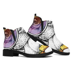 Hipster Pug Print Flat Ankle Boots
