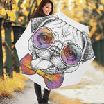 Hipster Pug Print Foldable Umbrella