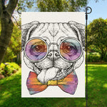 Hipster Pug Print Garden Flag