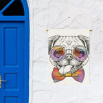 Hipster Pug Print Garden Flag