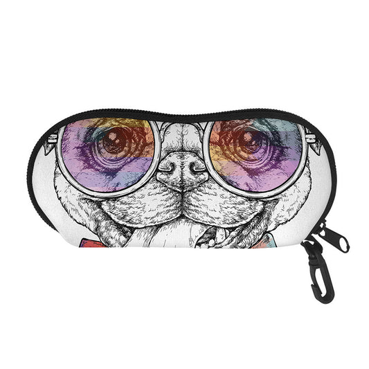 Hipster Pug Print Glasses Case