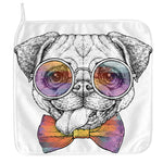 Hipster Pug Print Hand Towel