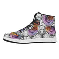 Hipster Pug Print High Top Leather Sneakers