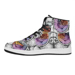 Hipster Pug Print High Top Leather Sneakers