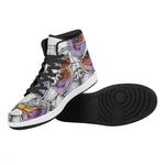 Hipster Pug Print High Top Leather Sneakers
