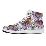 Hipster Pug Print High Top Leather Sneakers