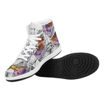 Hipster Pug Print High Top Leather Sneakers