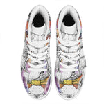 Hipster Pug Print High Top Leather Sneakers