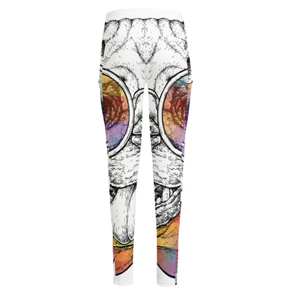 Hipster Pug Print High-Waisted Pocket Leggings