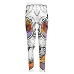 Hipster Pug Print High-Waisted Pocket Leggings