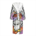 Hipster Pug Print Hooded Bathrobe