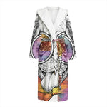 Hipster Pug Print Hooded Bathrobe