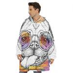 Hipster Pug Print Hoodie Blanket